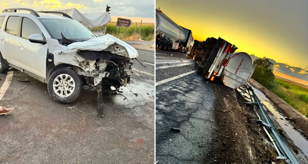 Şanlıurfa’da mazot yüklü tanker otomobile çarptı: 6 yaralı